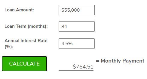 84 month auto loan example