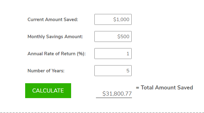simple savings calculator example