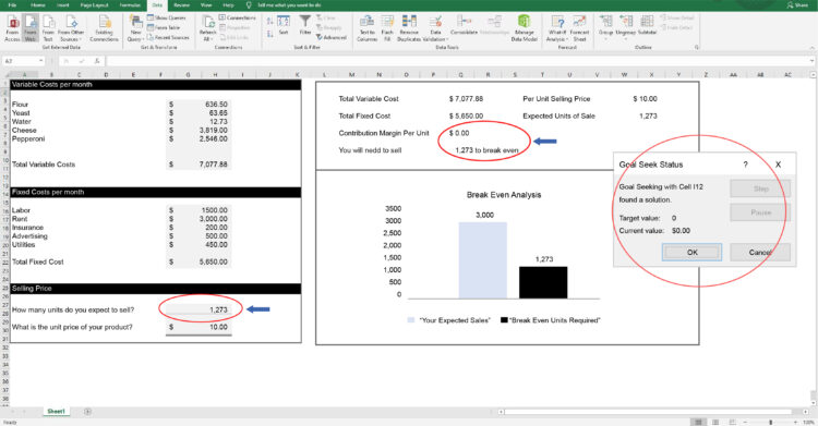 calculate-break-even-analysis-in-excel-step 3