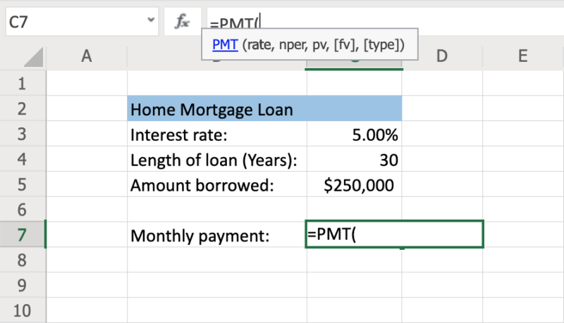 How to Use the PMT Function to Calculate Loan Payments Step 2