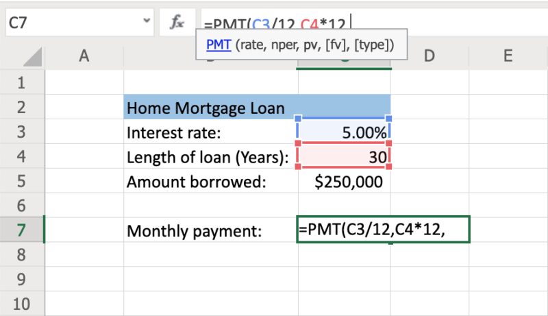 How to Use the PMT Function to Calculate Loan Payments Step 5