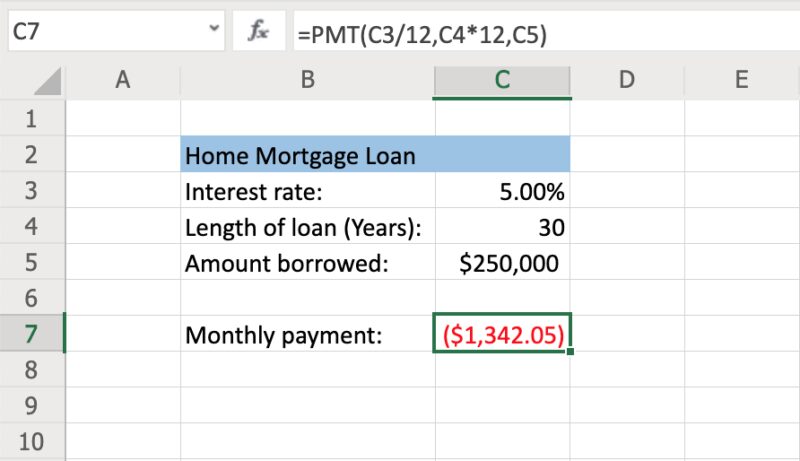 How to Use the PMT Function to Calculate Loan Payments Step 6