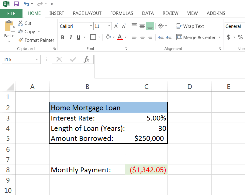 Excel Monthly Payment Formula