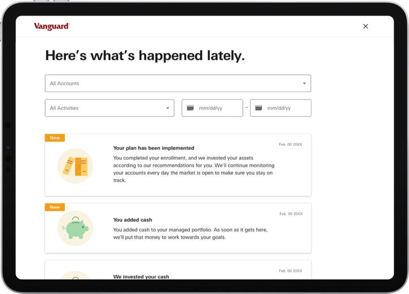 screenshot of Vanguard digital advisor dashboard