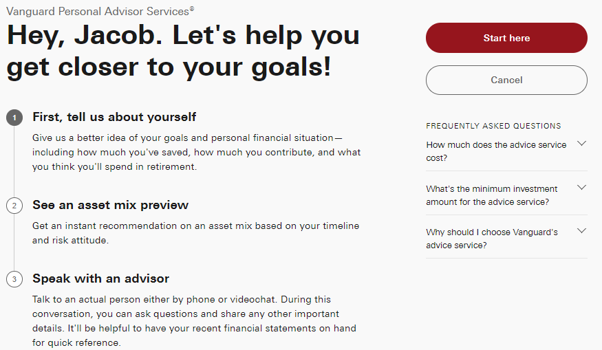 Vanguard Personal Advisor Service Sign Up